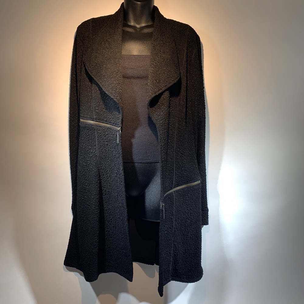 Evo Vorro black textured full length cardigan